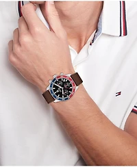 Tommy Hilfiger Men's Chronograph Brown Leather Strap Watch 41mm