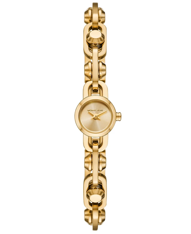 Michael Kors Women's Mk Astor Link Two-Hand Gold-Tone Stainless Steel Watch 14mm