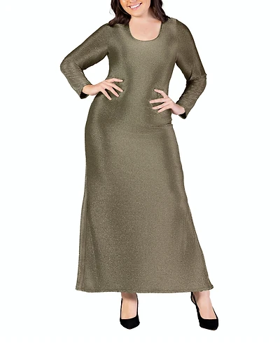24seven Comfort Apparel Plus Size Long Sleeve Maxi Dress