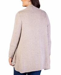 24seven Comfort Apparel Plus Size Open Front Long Sleeve Cardigan Sweater