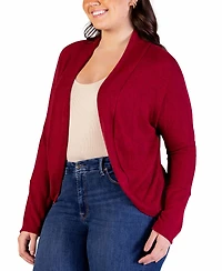 24seven Comfort Apparel Plus Open Front Long Bolero Cardigan Sweater