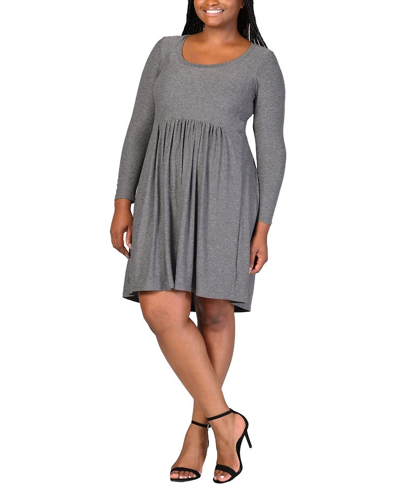 24seven Comfort Apparel Plus Size Long Sleeve Knee Length Dress