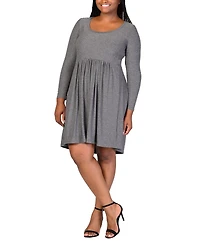 24seven Comfort Apparel Plus Size Long Sleeve Knee Length Dress