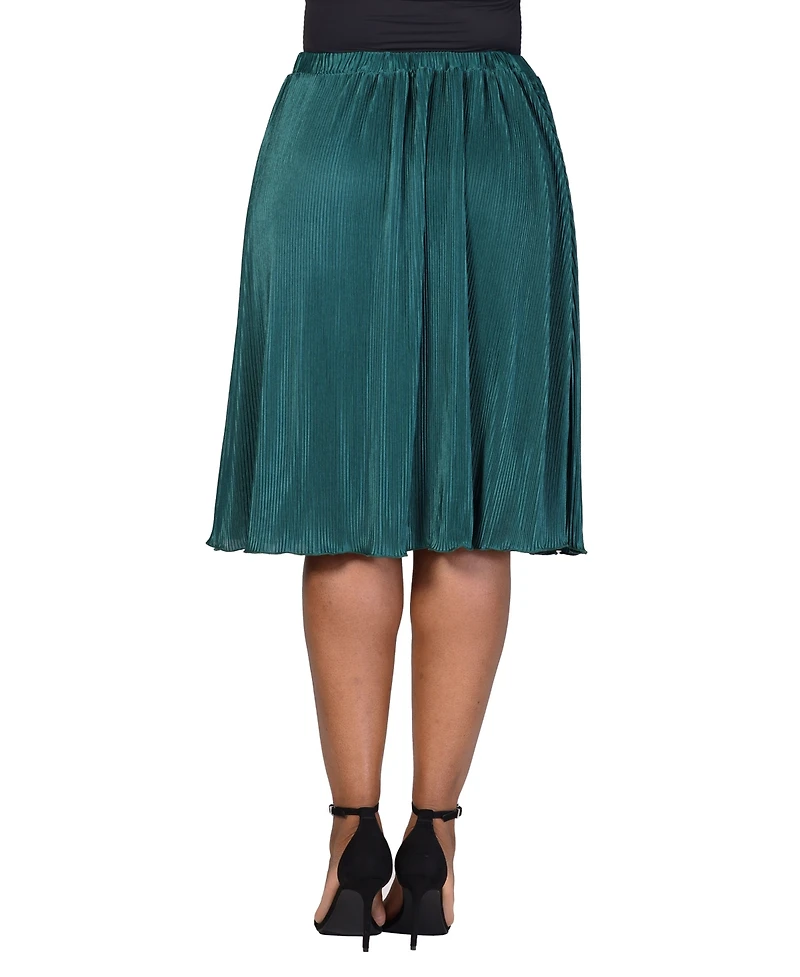 24seven Comfort Apparel Plus Elastic Waistband Party Midi Skirt