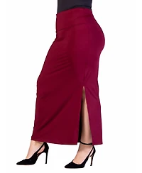 24seven Comfort Apparel Plus Versatile Elastic Waist Maxi Skirt