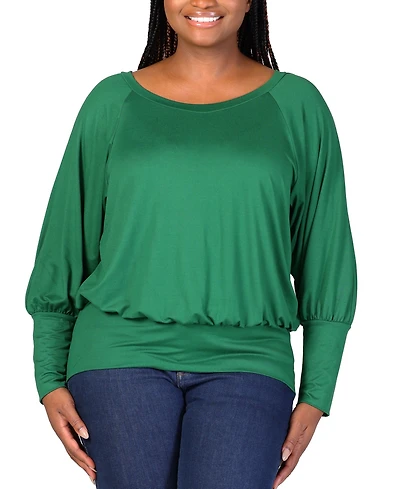 24seven Comfort Apparel Plus Round Neck Banded Bottom Top