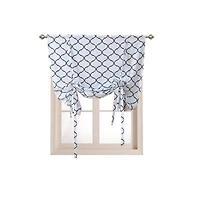 Kate Aurora Living Shabby Chic Trellis Quatrefoil Single Tie Up Window Curtain Shade - 42 in. W x 63 L, Navy