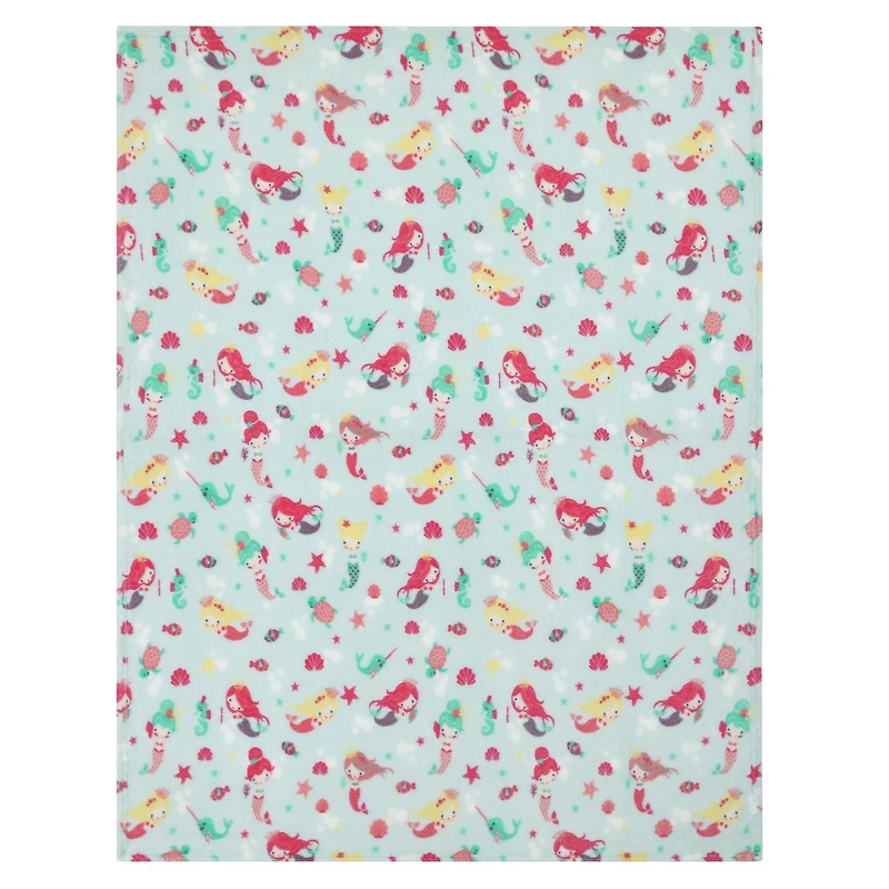 Kate Aurora Ultra Soft & Plush Under The Sea Mermaids & Fish Princess Fleece Accent Throw Blanket - 50 in. x 60 in.