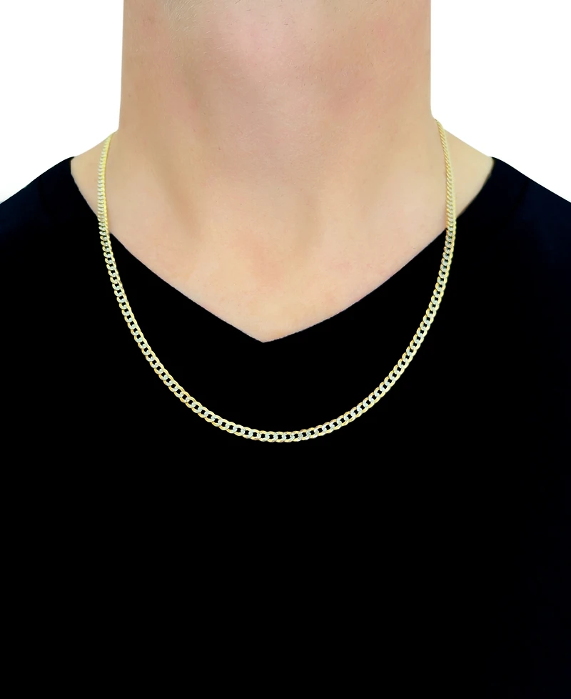 24" Two-Tone Open Curb Link Chain Necklace (3-1/6mm) in Solid 14k Gold & White Gold