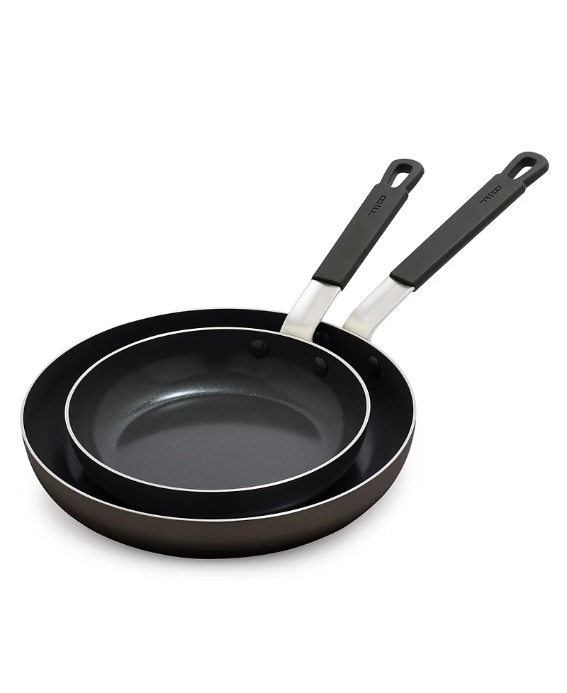GreenPan X Bobby Flay Nonstick Stainless Steel 8" and 10" Frypan Set