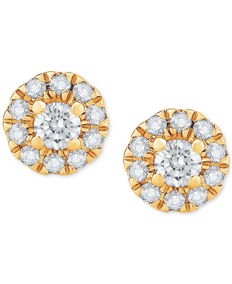Diamond Round Halo Stud Earrings (1/2 ct. t.w.) 14k White Gold or