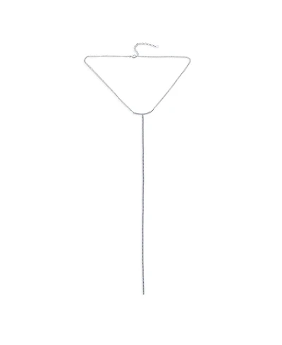 Bling Jewelry Minimalist Simple Thin Cubic Zirconia Pave Cz Lariat Choker Necklace Prom .925 Sterling Silver Adjustable