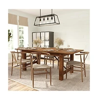 Staci Set Of 2 Stack Dining Chairs With Y-Back Style Design, Solid Wood Frames, Woven Kraft Paper Rope Seats