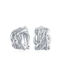 Bling Jewelry Twisted Cable Chain Weave Wide Half Hoop Clip On Earrings Non Pierced Ears
