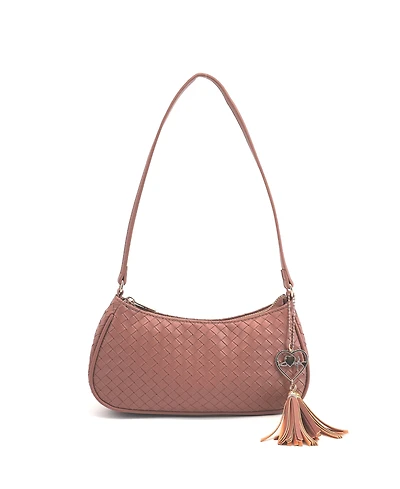 Like Dreams Ash Heart Tassel Woven Shoulder Bag