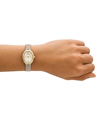 Tory Burch Women's The Oval Gray Leather Strap Watch 22mm