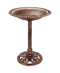 Best Choice Products Outdoor Rustic Pedestal Bird Bath Accent for Garden, Yard w/ Fleur-de-Lis Accents