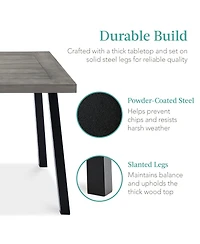 Best Choice Products 6-Person Indoor Outdoor Patio Rustic Acacia Wood Picnic Dining Table w/ Metal Legs