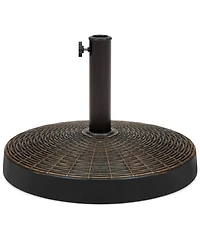 Best Choice Products 55lb Round Wicker Style Resin Patio Umbrella Base Stand w/ 1.75in Hole, Bronze Finish - Black