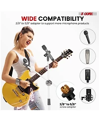 5 Core Mic Stand 4 Pcs Collapsible Height Adjustable 31 to 59” Dual Metal Microphone Tripod Stand w Boom Arm Stand Para Microfono for Singing