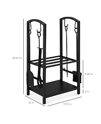 Best Choice Products 5-Piece Firewood Log Rack Holder Tools Set for Fireplace w/ Hook, Broom, Shovel, Tongs