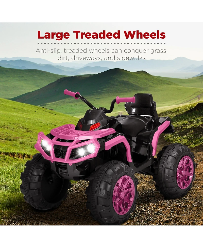 Best Choice Products 12V Kids Ride-On Atv Quad w/ Bluetooth, 3.7mph Max, Treaded Tires, Led Lights, Radio