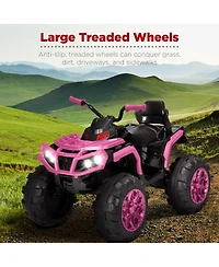 Best Choice Products 12V Kids Ride-On Atv Quad w/ Bluetooth, 3.7mph Max, Treaded Tires, Led Lights, Radio