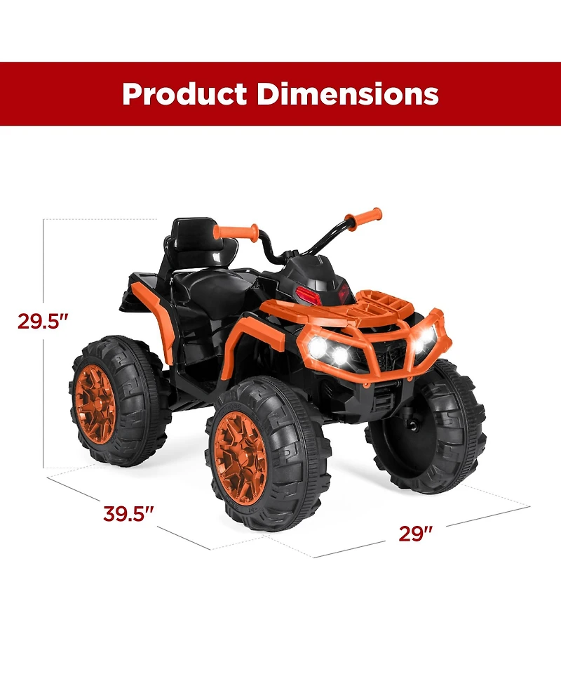 Best Choice Products 12V Kids Ride-On Atv Quad w/ Bluetooth, 3.7mph Max, Treaded Tires, Led Lights, Radio