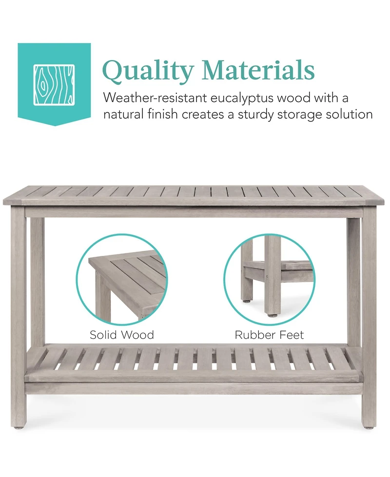 Best Choice Products 48in 2-Shelf Indoor Outdoor Wooden Console Table Multifunctional Buffet Bar Storage