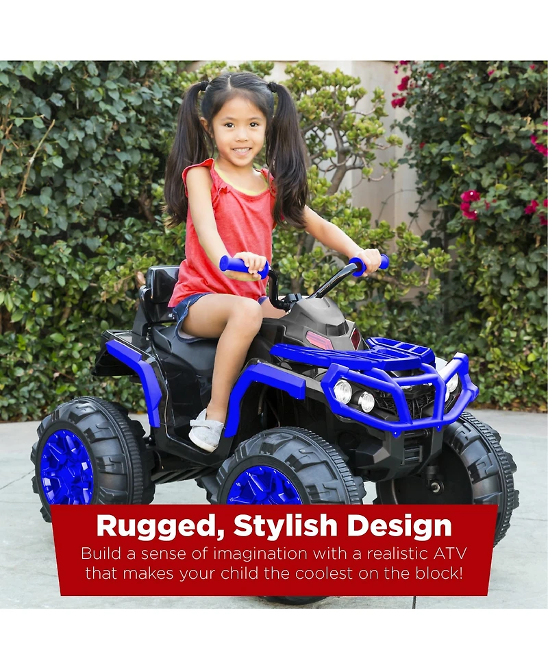 Best Choice Products 12V Kids Ride-On Atv Quad w/ Bluetooth, 3.7mph Max, Treaded Tires, Led Lights, Radio
