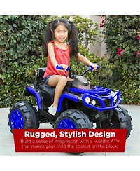 Best Choice Products 12V Kids Ride-On Atv Quad w/ Bluetooth, 3.7mph Max, Treaded Tires, Led Lights, Radio