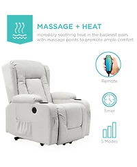 Best Choice Products Electric Power Lift Linen Recliner Massage Chair Furniture w/ Usb Port, Heat, Cupholders