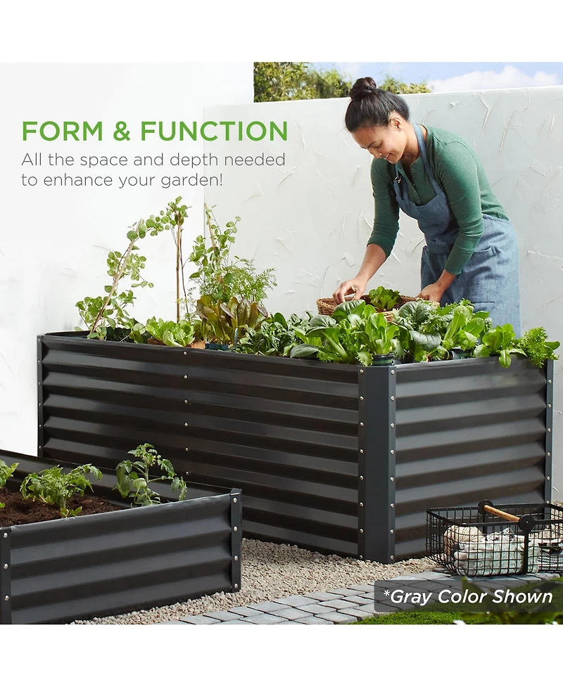 Best Choice Products 6x3x2ft Outdoor Metal Raised Garden Bed, Planter Box for Vegetables, Flowers, Herbs