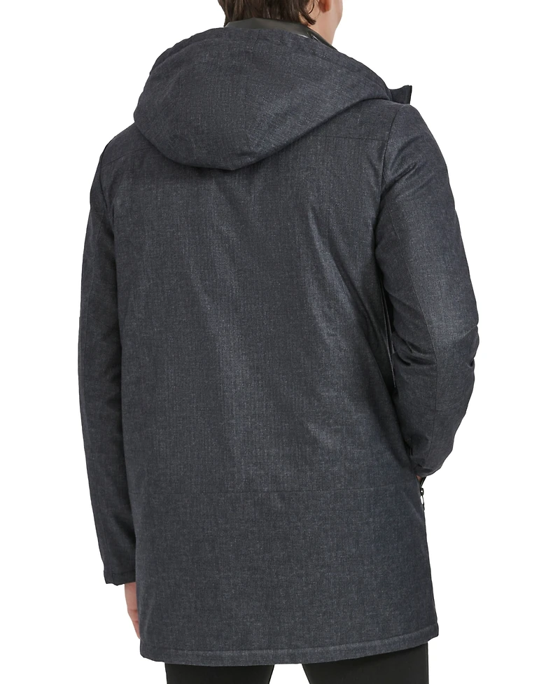Kenneth Cole Men's Water-Resistant Hooded Stadium Coat with Removable Puffer Bib