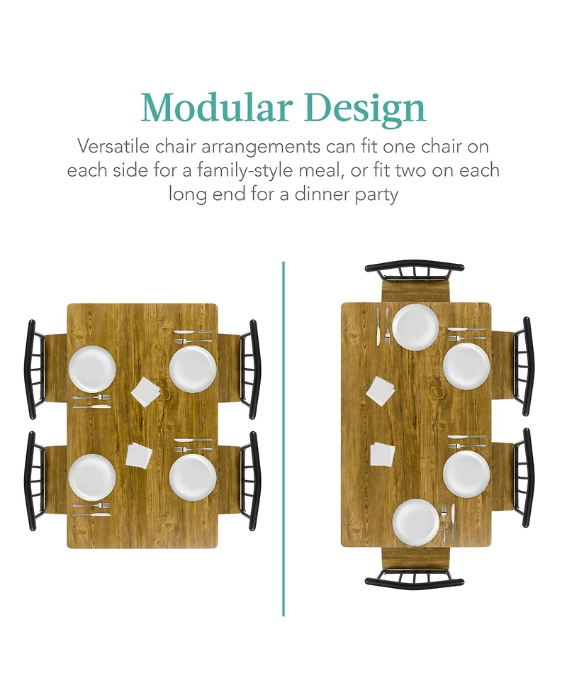 Best Choice Products 5-Piece Indoor Modern Metal Wood Rectangular Dining Table Furniture Set w/ 4 Chairs