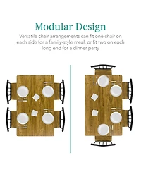 Best Choice Products 5-Piece Indoor Modern Metal Wood Rectangular Dining Table Furniture Set w/ 4 Chairs
