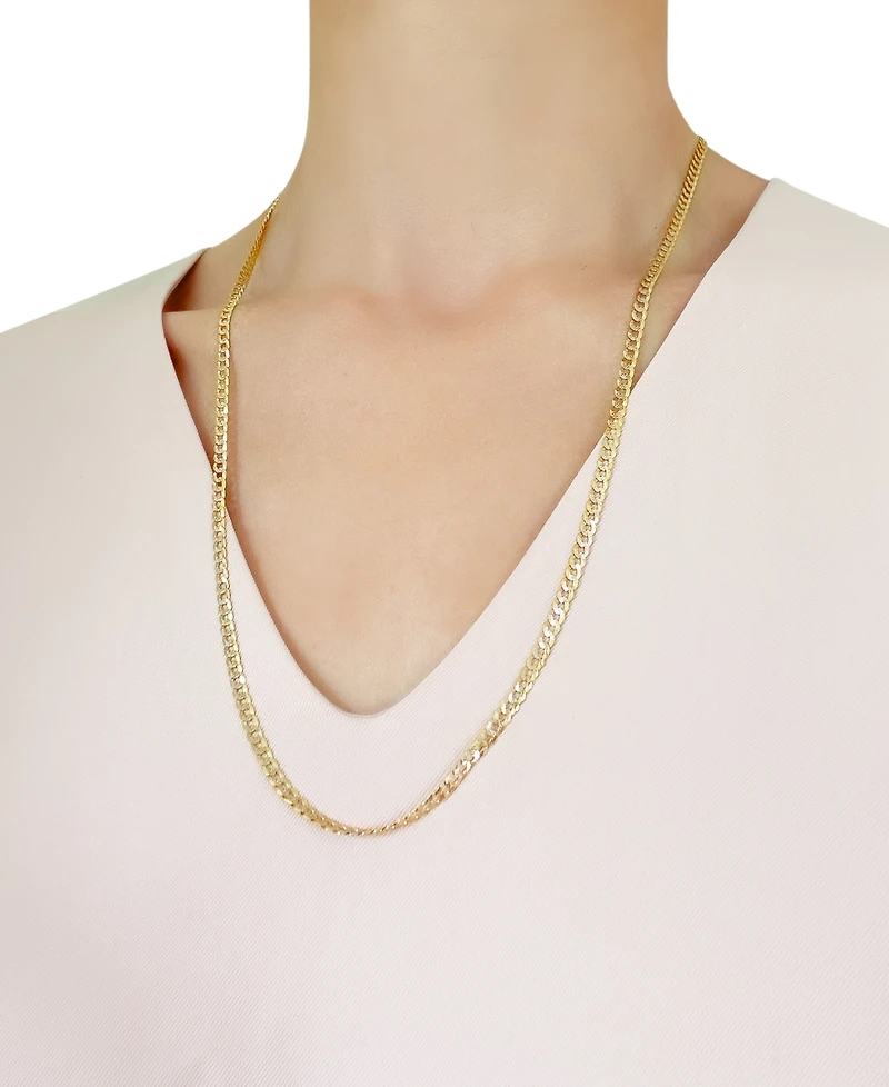 26" Two-Tone Open Curb Link Chain Necklace (3-5/8mm) in Solid 14k Gold & White Gold