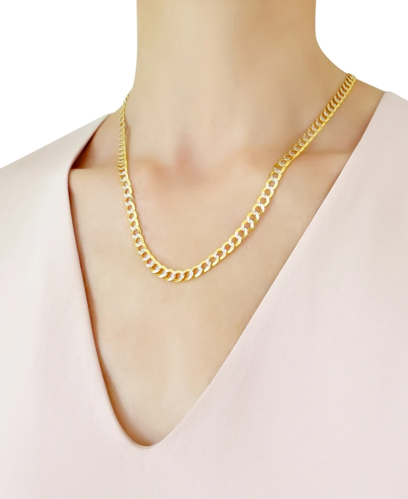20" Two-Tone Open Curb Chain Necklace (5-3/4mm) in Solid 14k Gold & White Gold
