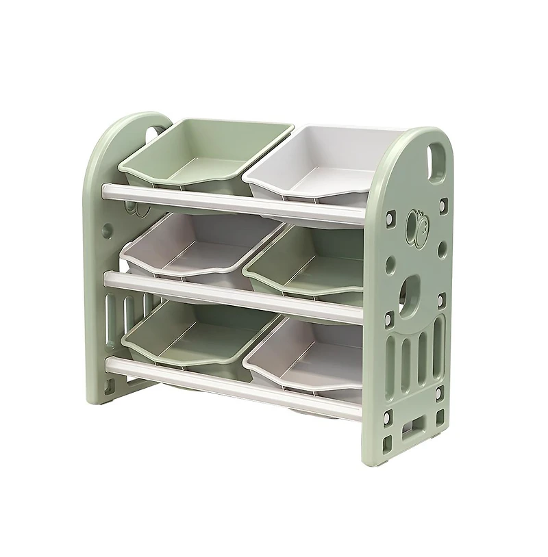Kids Toy Storage Organizer – Green Multi-Functional Unit with 6 Bins, Hdpe Shelves for Playroom, Bedroom, or Living Room