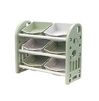 Kids Toy Storage Organizer – Green Multi-Functional Unit with 6 Bins, Hdpe Shelves for Playroom, Bedroom, or Living Room