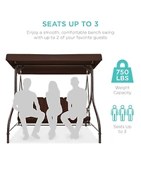 Best Choice Products 3-Seat Outdoor Converting Canopy Swing Glider Patio Hammock w/ Removable Cushions