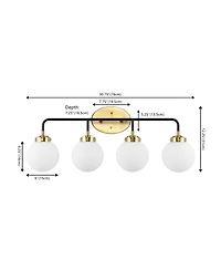 Jonathan Y Caleb 30.75" 4-Light Contemporary Transitional Iron/Glass Led Vanity Light, Brass