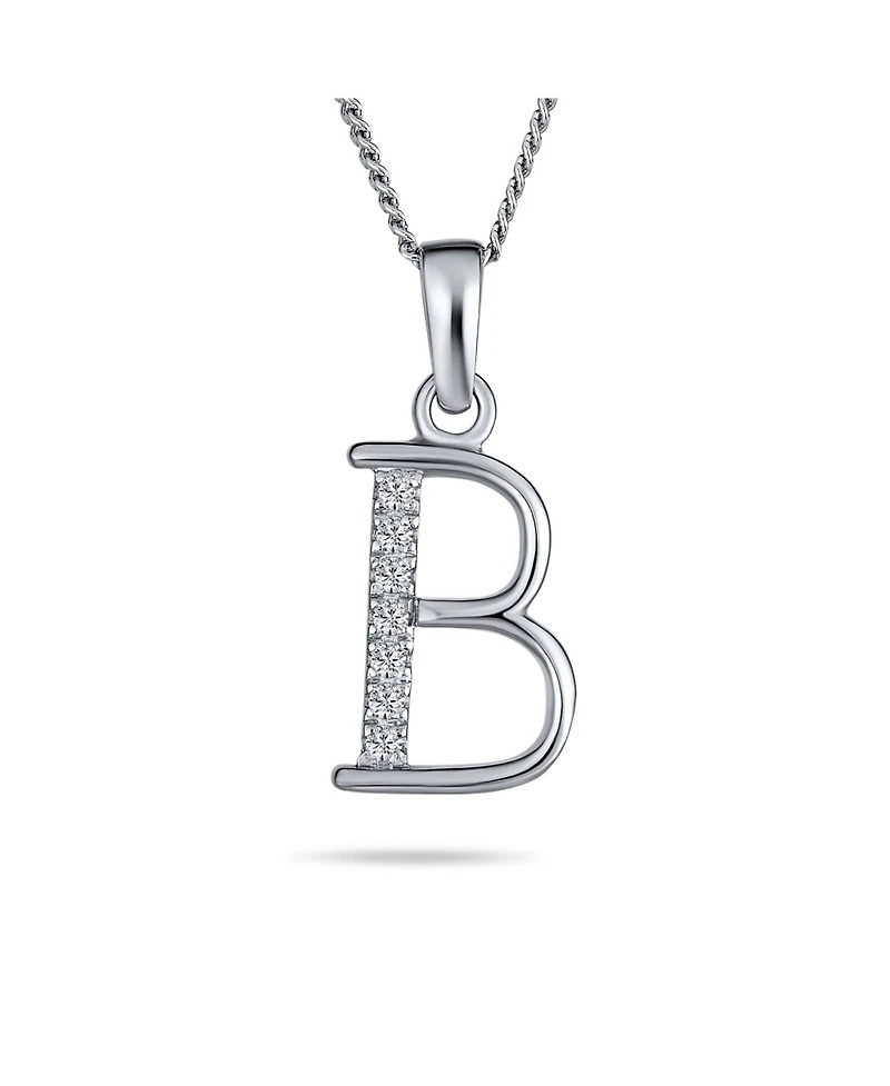 Bling Jewelry Delicate Abc Cubic Zirconia Pave Cz Capital Block Letter Alphabet Initial Pendant Necklace .925 Sterling Silver