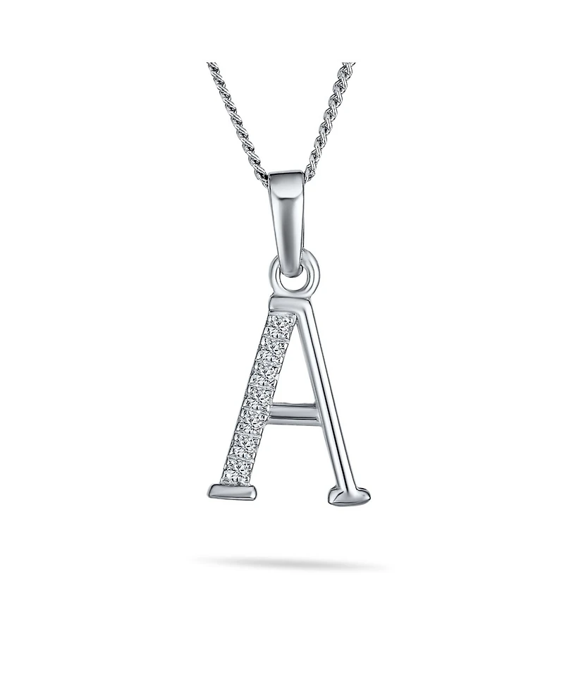 Bling Jewelry Delicate Abc Cubic Zirconia Pave Cz Capital Block Letter Alphabet Initial Pendant Necklace .925 Sterling Silver