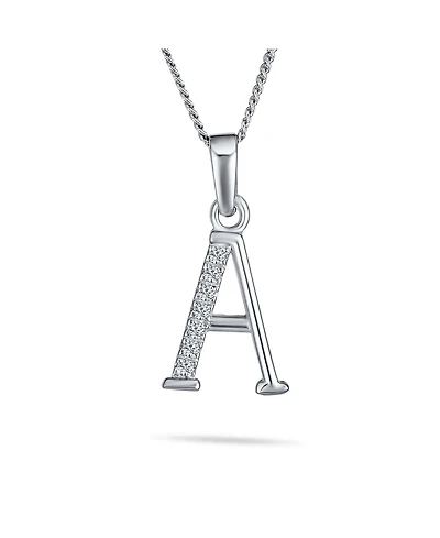 Bling Jewelry Delicate Abc Cubic Zirconia Pave Cz Capital Block Letter Alphabet Initial Pendant Necklace .925 Sterling Silver