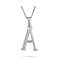 Bling Jewelry Delicate Abc Cubic Zirconia Pave Cz Capital Block Letter Alphabet Initial Pendant Necklace .925 Sterling Silver