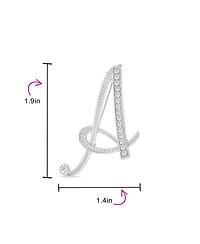 Bling Jewelry Large Statement Abc Pave Crystal Letters Alphabet Initial Scarf Lapel Pin Brooch Silver Plated