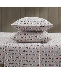 Kate Aurora Cozy Bed Collection Deep Pocket 100% Cotton Flannel Christmas Gnome 4 Piece Sheet Set