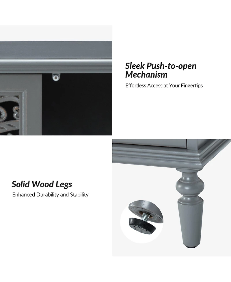 Hulala Home Ismenides Transitional 32" Tall 2-Door Accent Cabinet with Floral Design