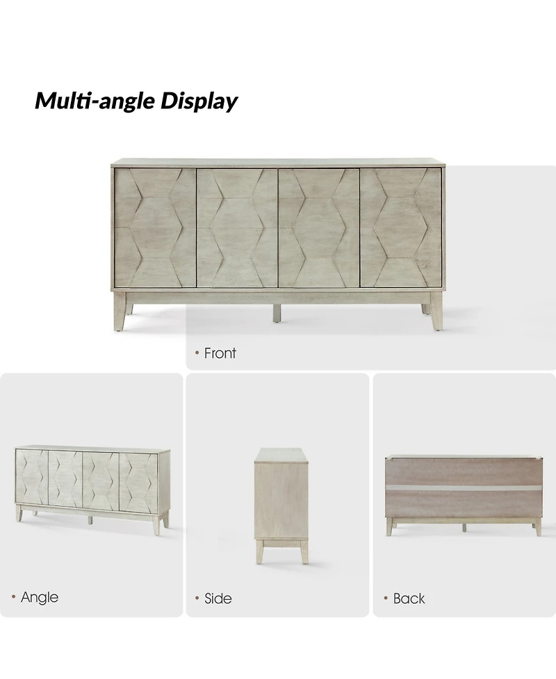 Silakan 60" 4-Doors Sideboard with Solid Wood Legs